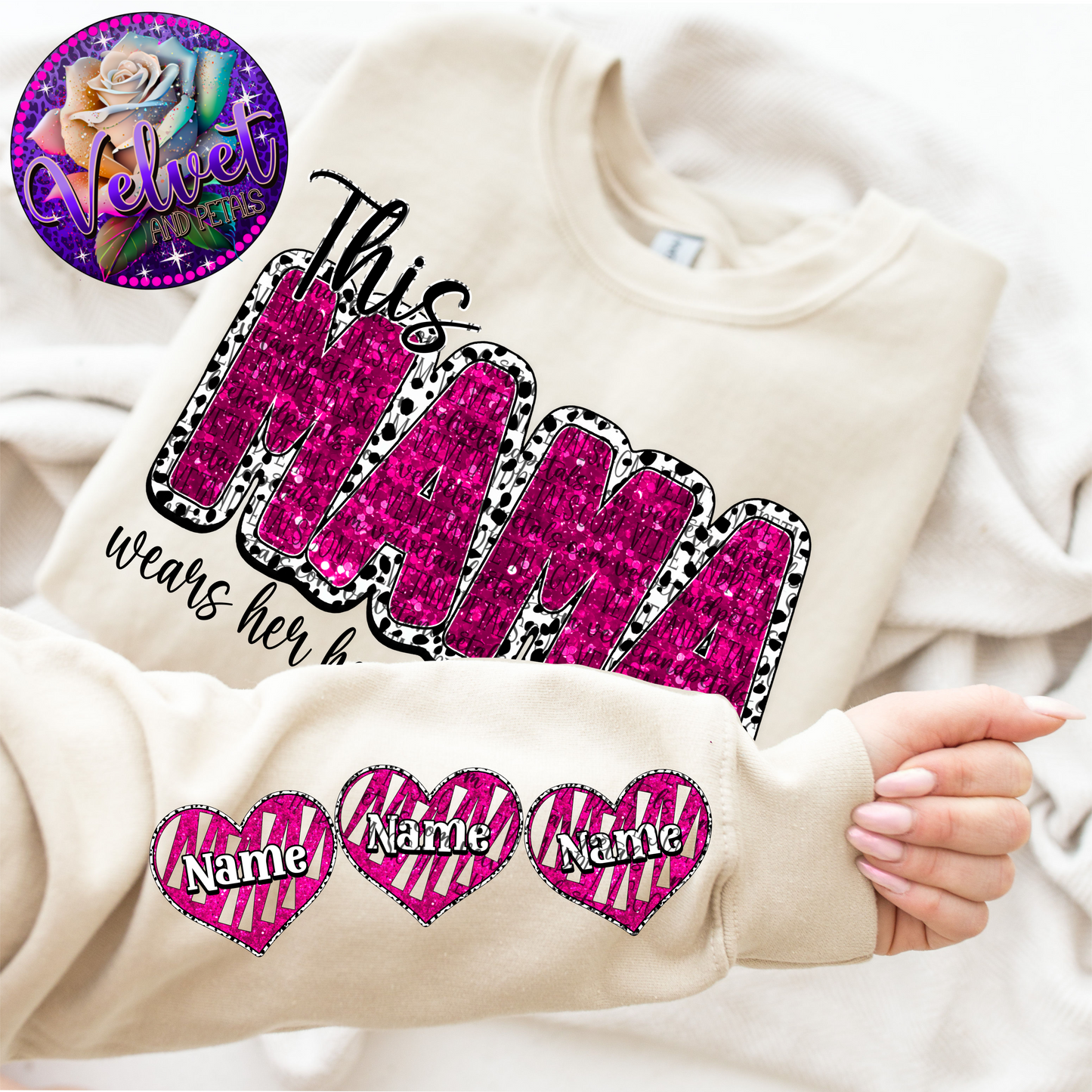 This Mama Wears Her Heart On Her Sleeve Pink