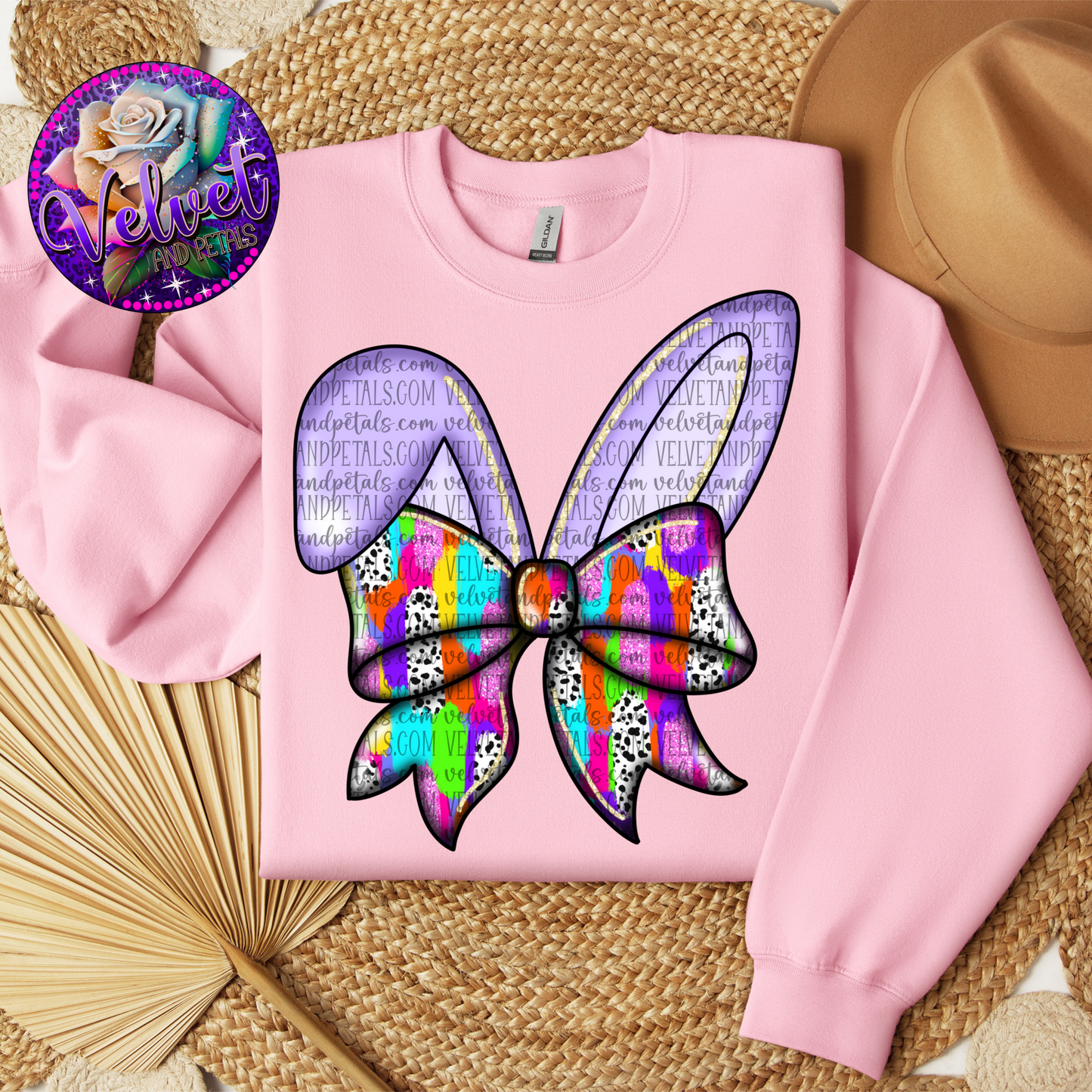 Purple Bunny Ears With Colorful Coquette