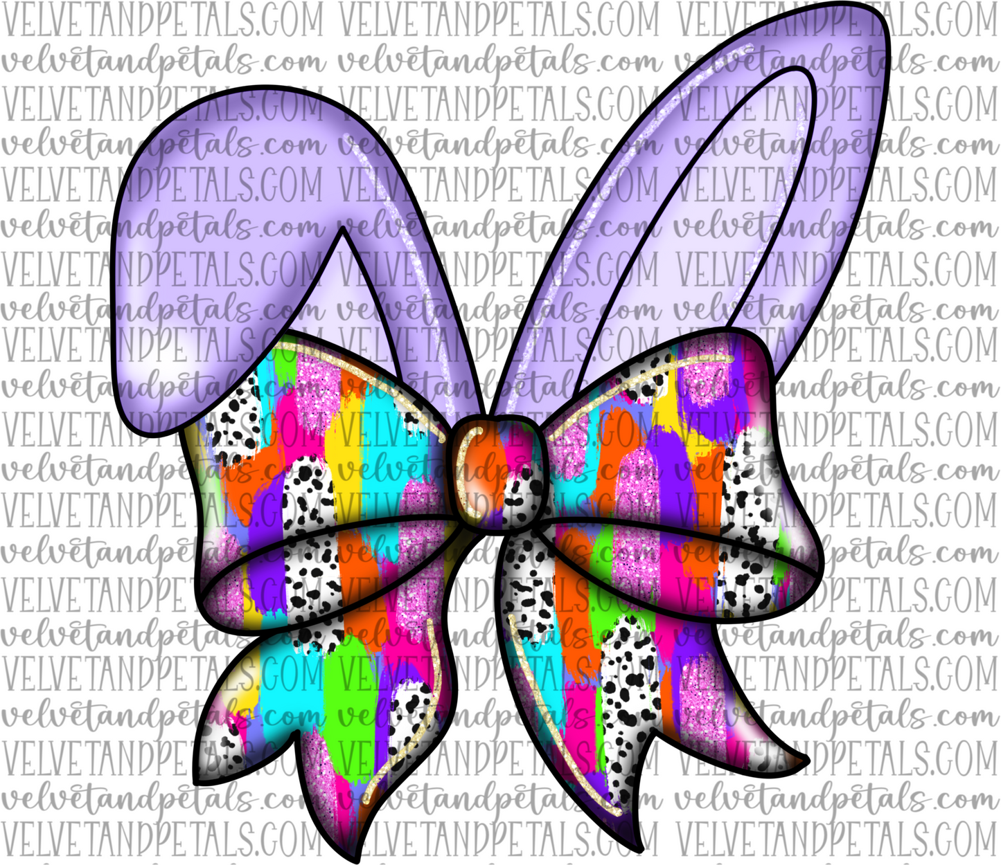 Purple Bunny Ears With Colorful Coquette