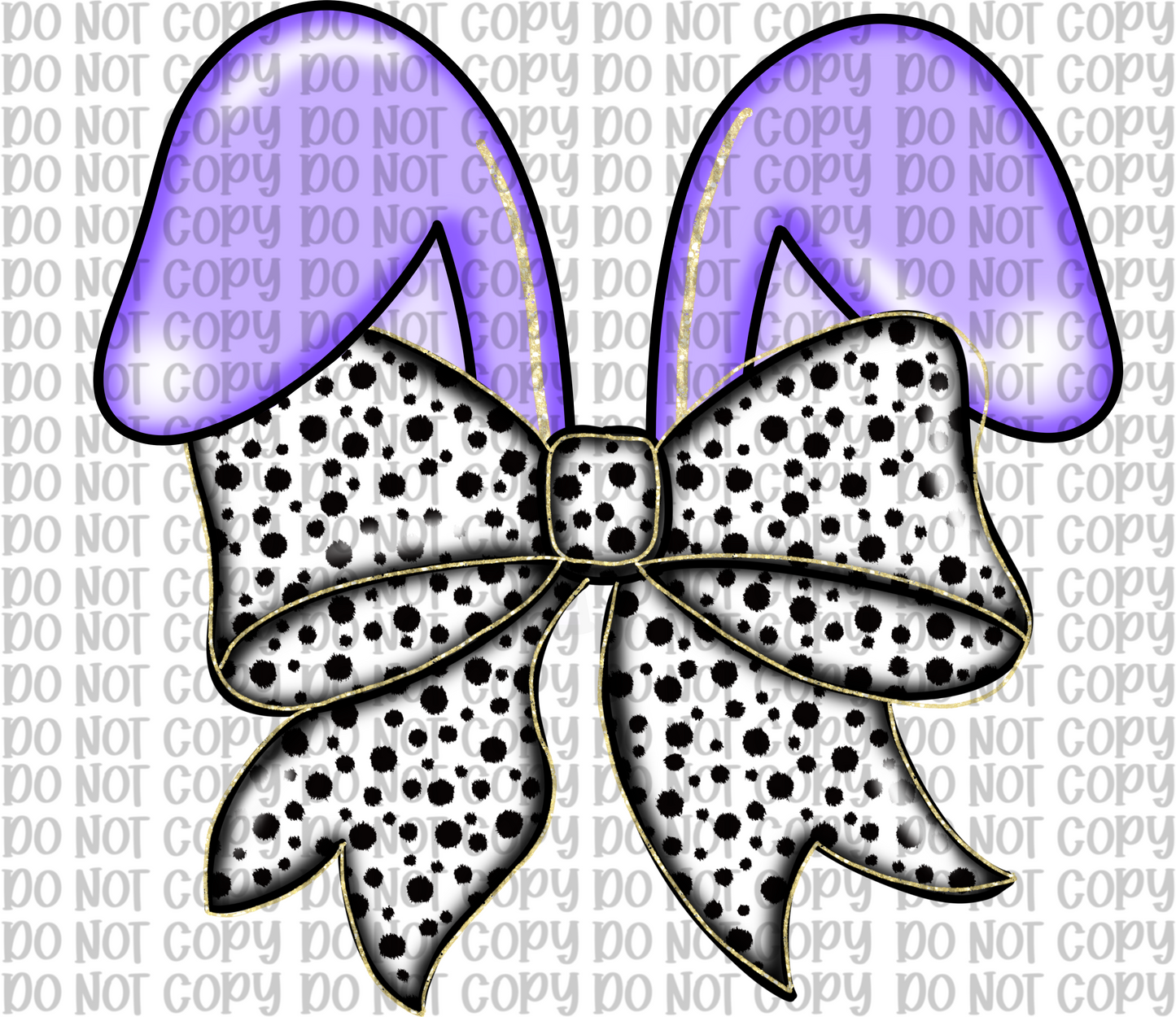 Purple Ears With Dotted Coquette Bow