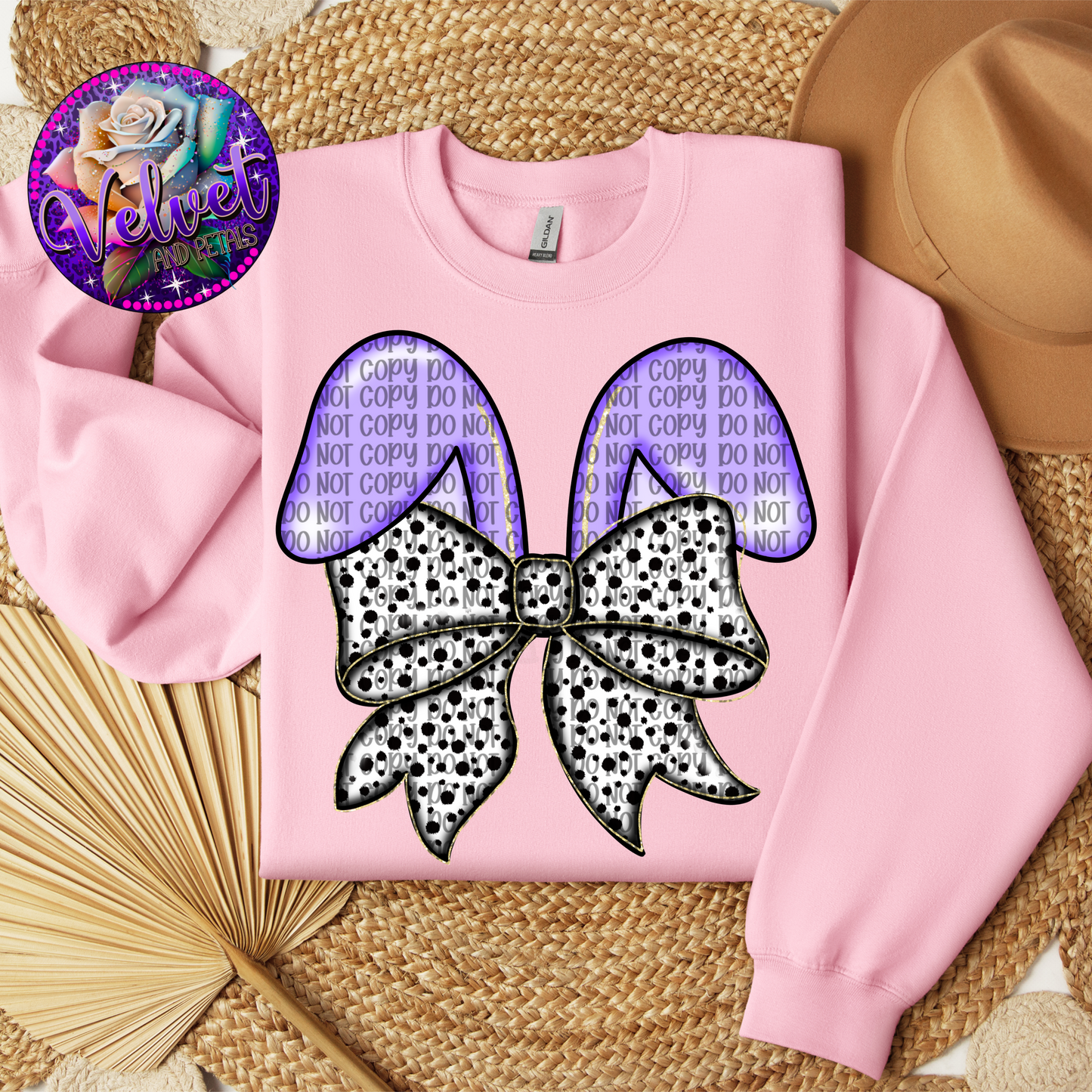 Purple Ears With Dotted Coquette Bow