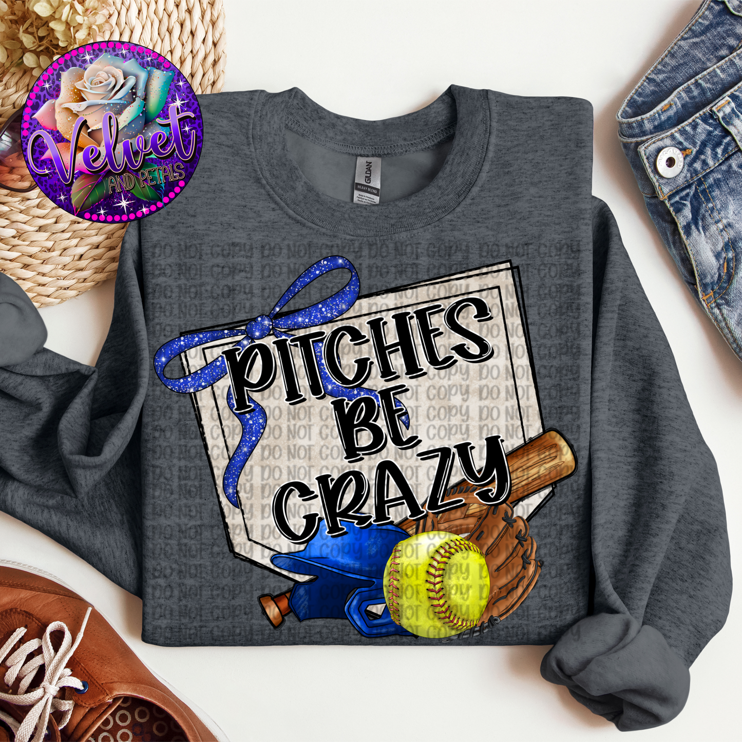 Pitches Be Crazy Blue Softball