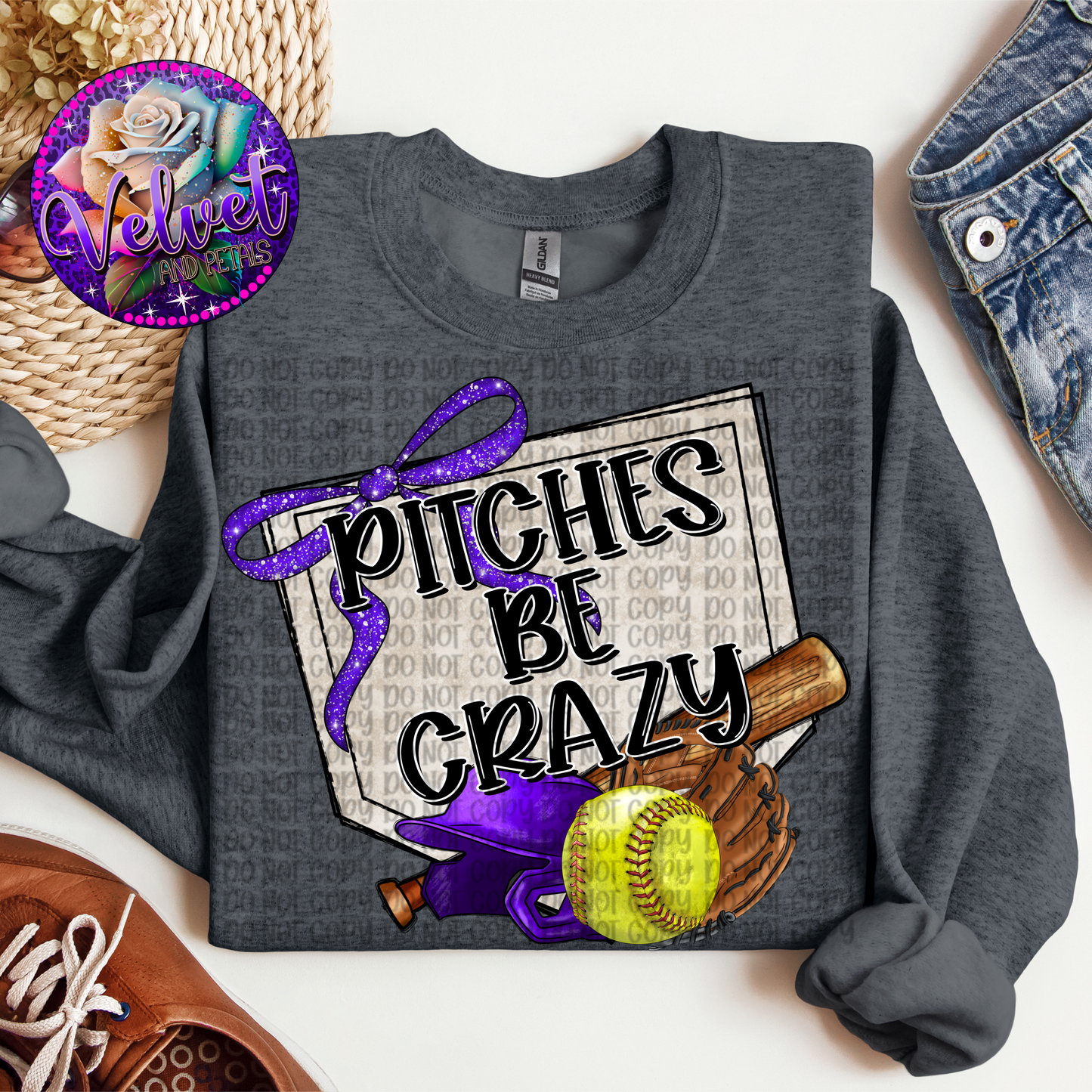 Pitches Be Crazy Purple Softball