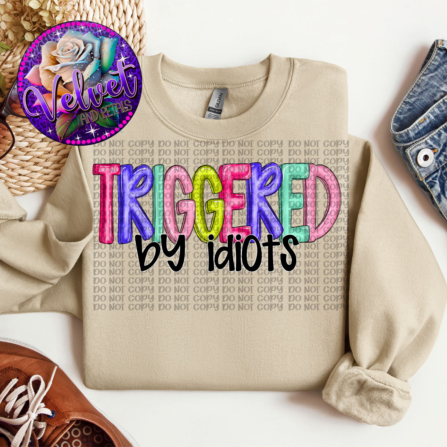 Triggered By Idiots Black Text