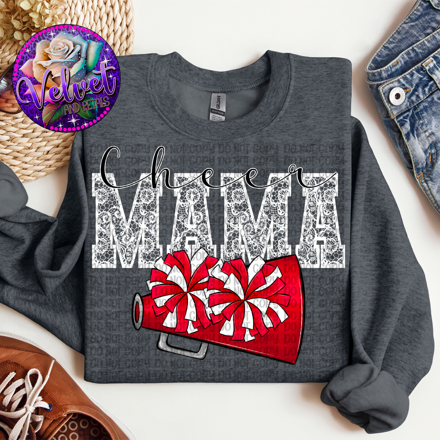 Red Cheer Mama Lace