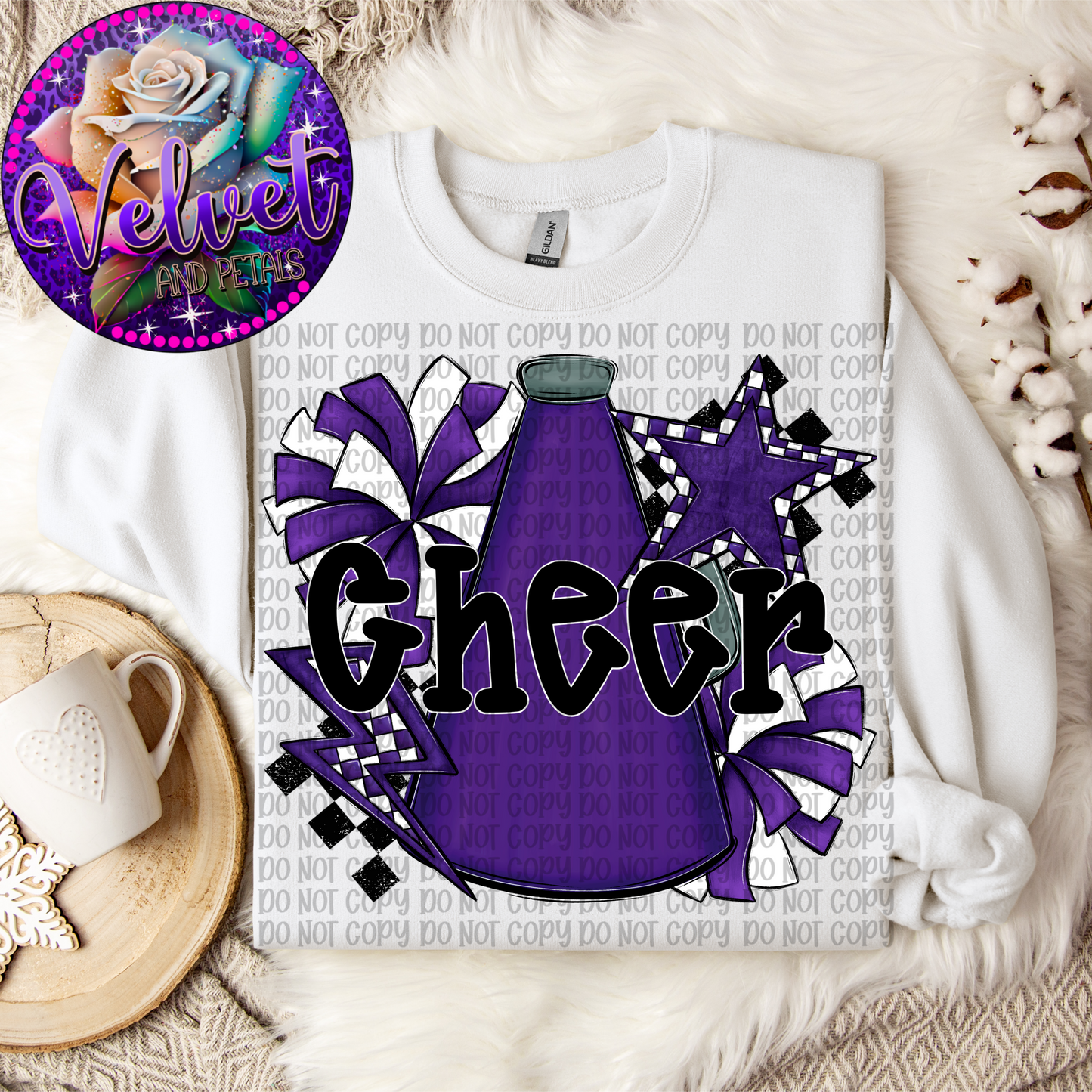 Cheer Purple- Black Letters