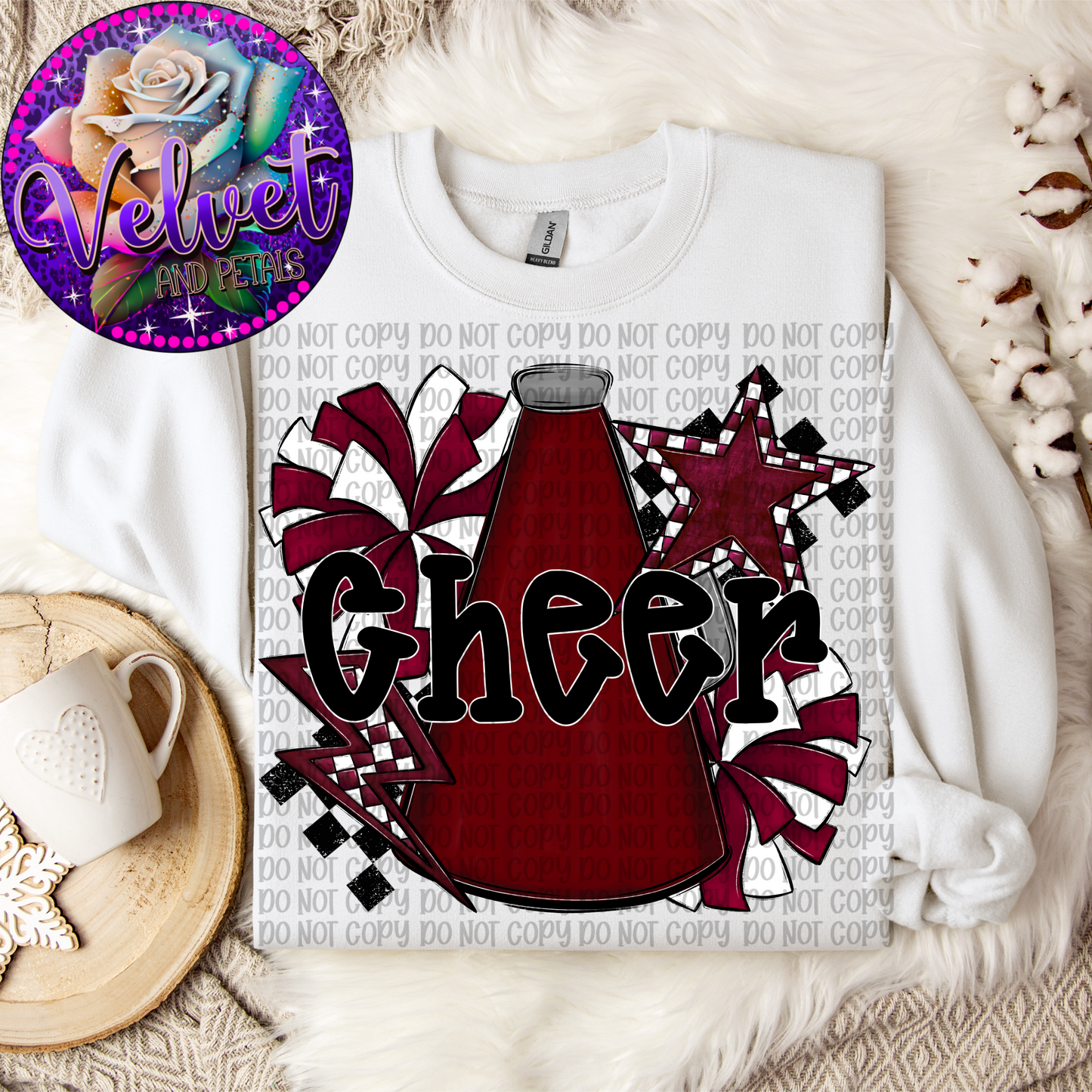 Cheer Maroon- Black Letters