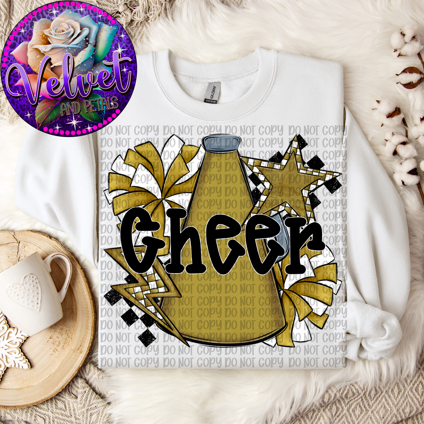 Cheer Gold- Black Letters