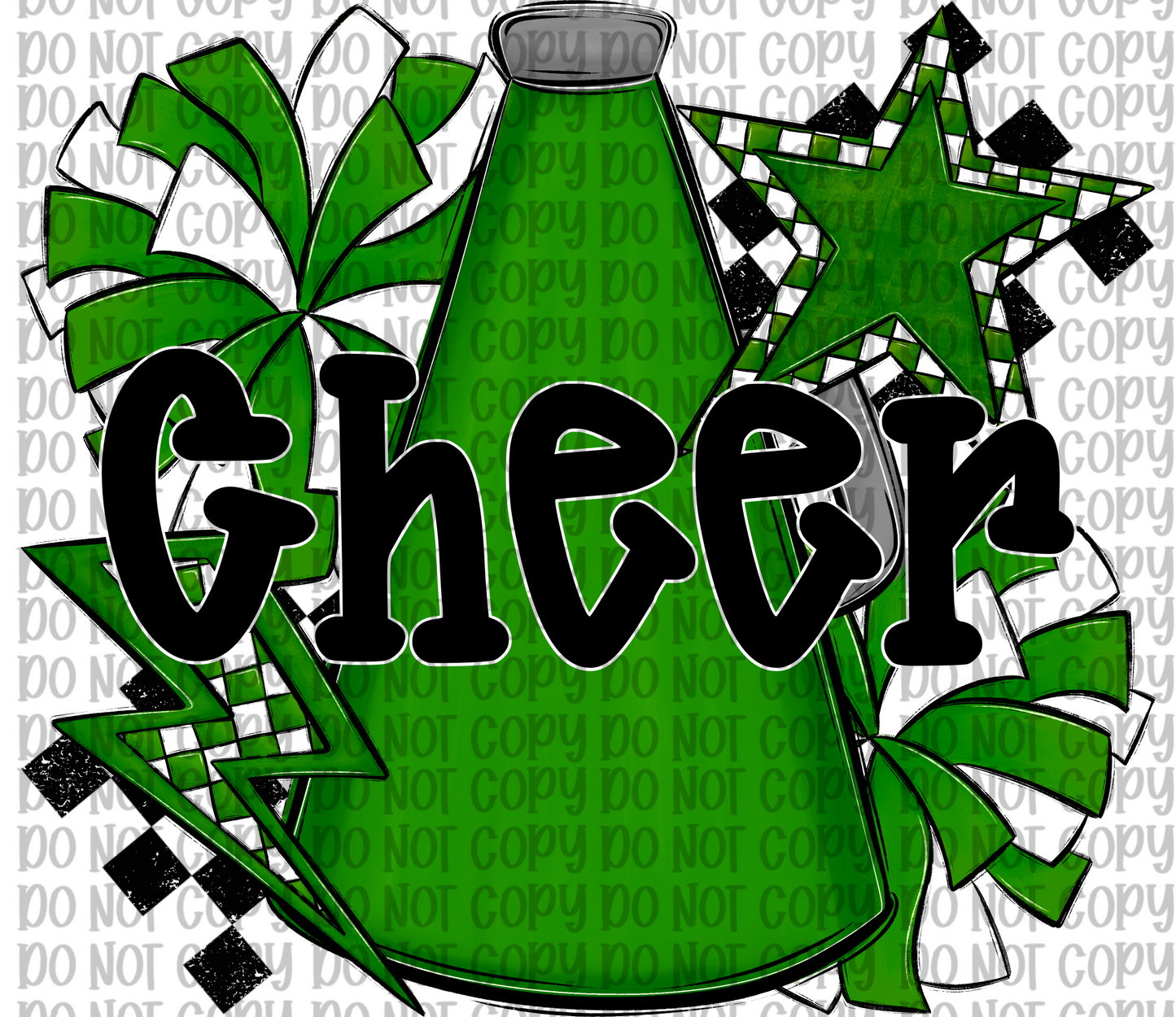 Cheer Green- Black Letters