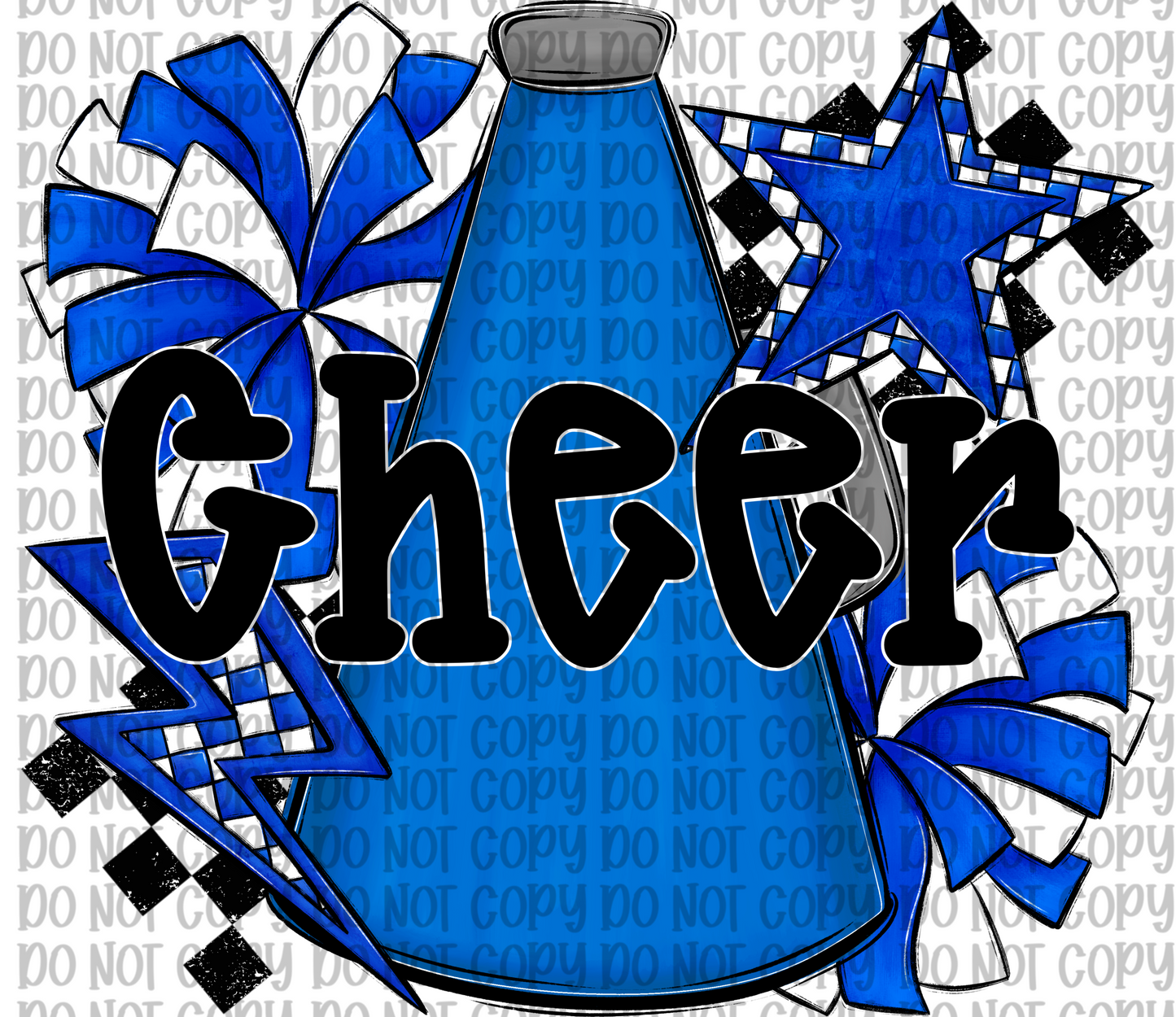 Cheer Blue-Black Letters