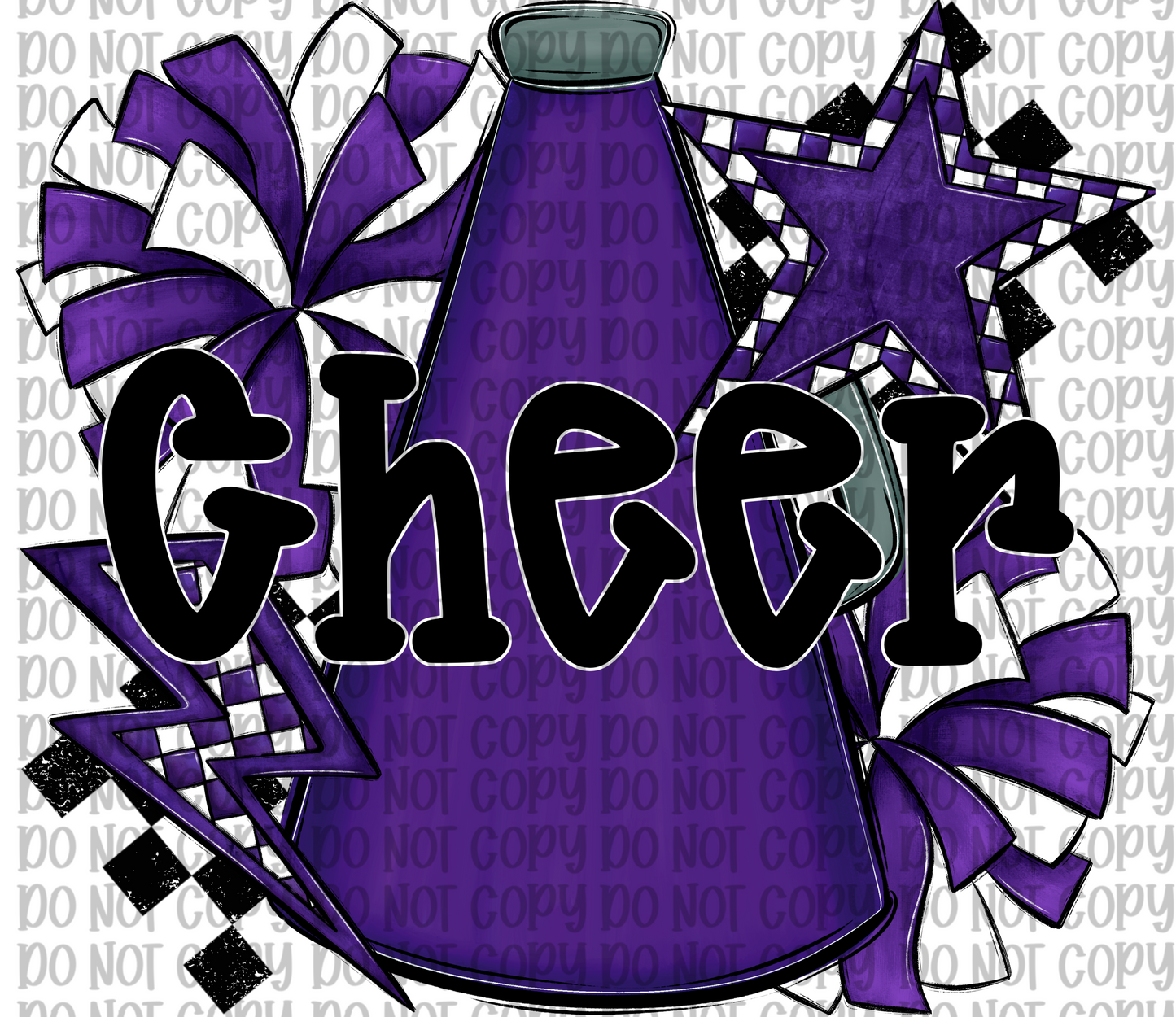 Cheer Purple- Black Letters
