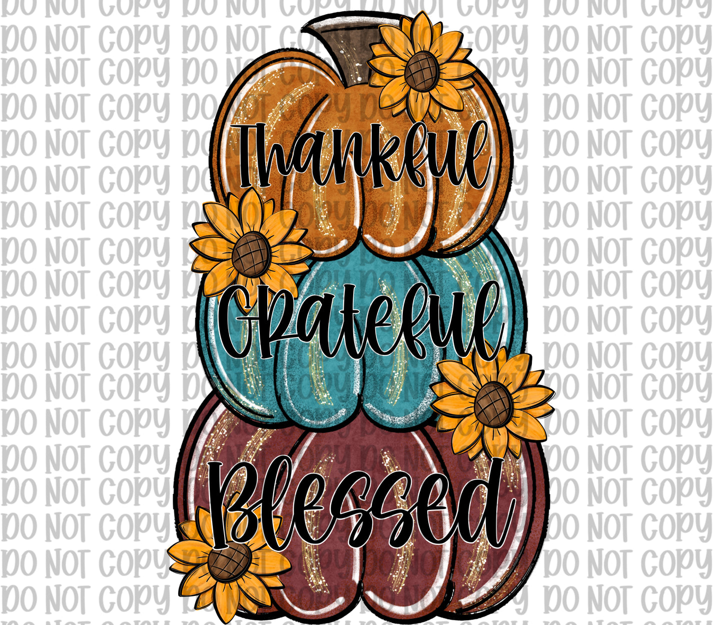 Stacked Pumpkins With Sunflowers