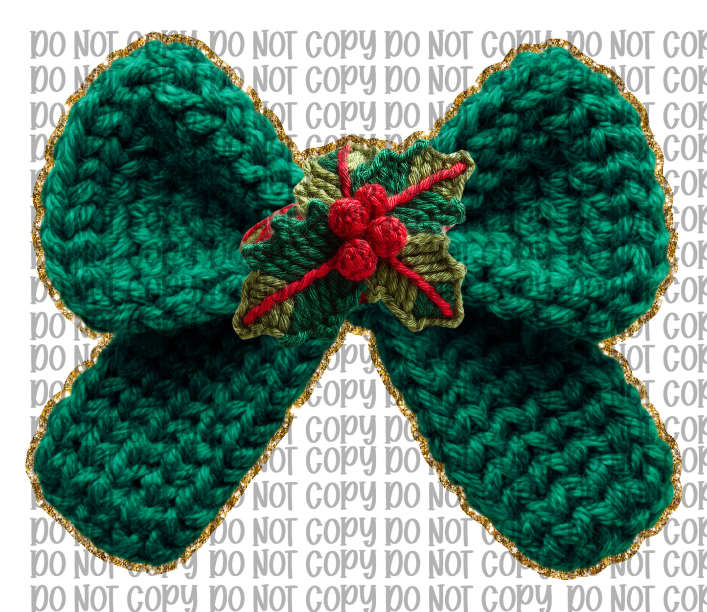 Faux Yarn Green Bow