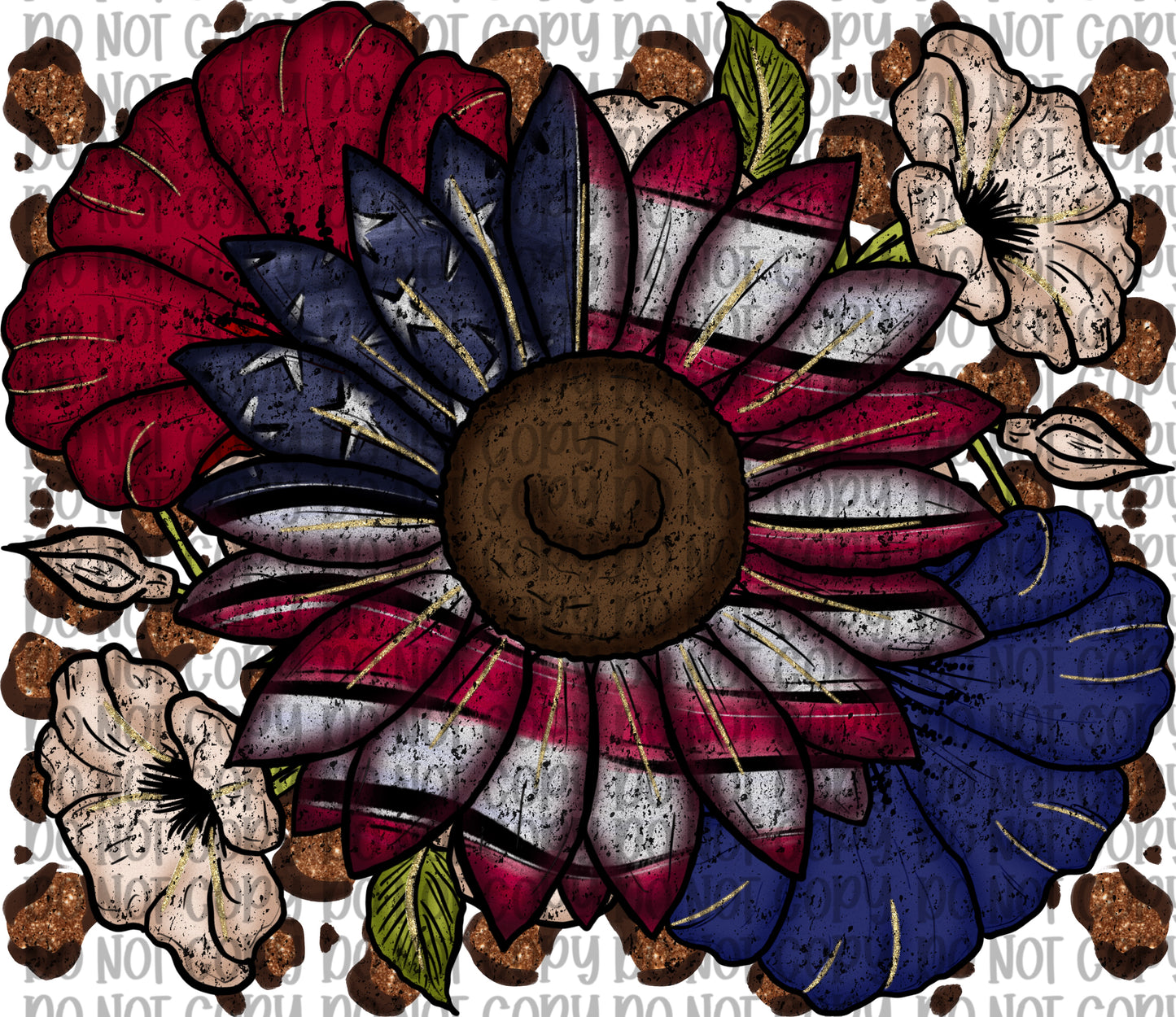 Patriotic Floral Grunge