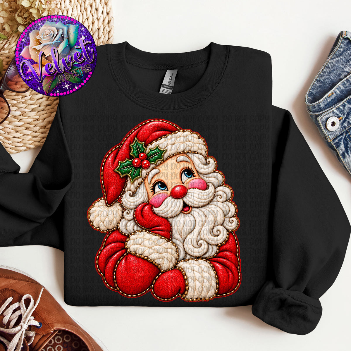 Faux Embroidered Santa