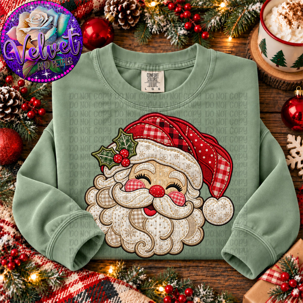 Faux Embroidered Santa
