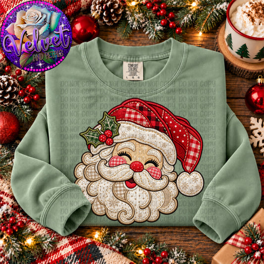 Faux Embroidered Santa