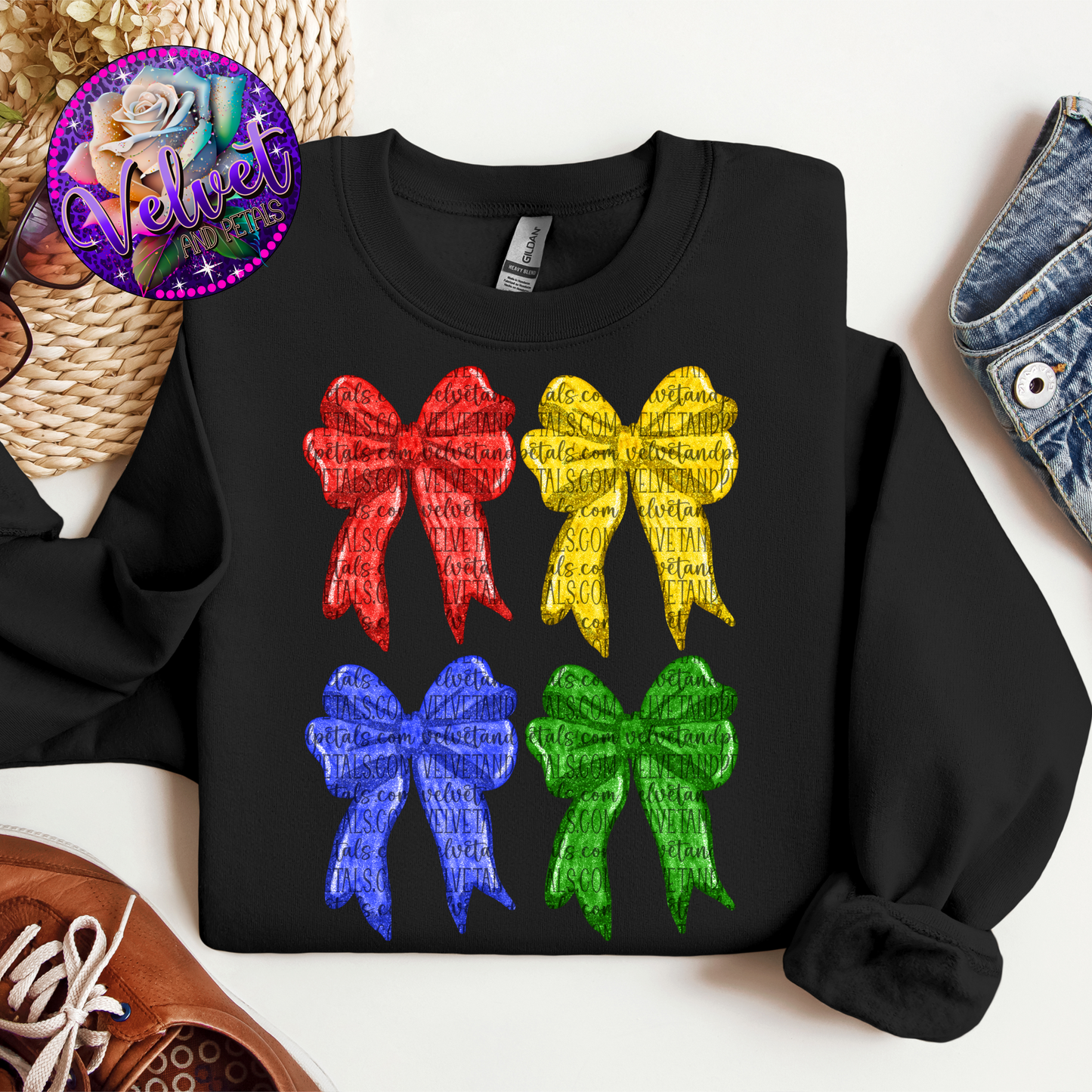 Autism Awareness Glitter Coquette Bows