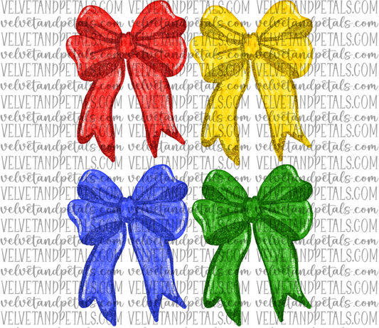 Autism Awareness Glitter Coquette Bows