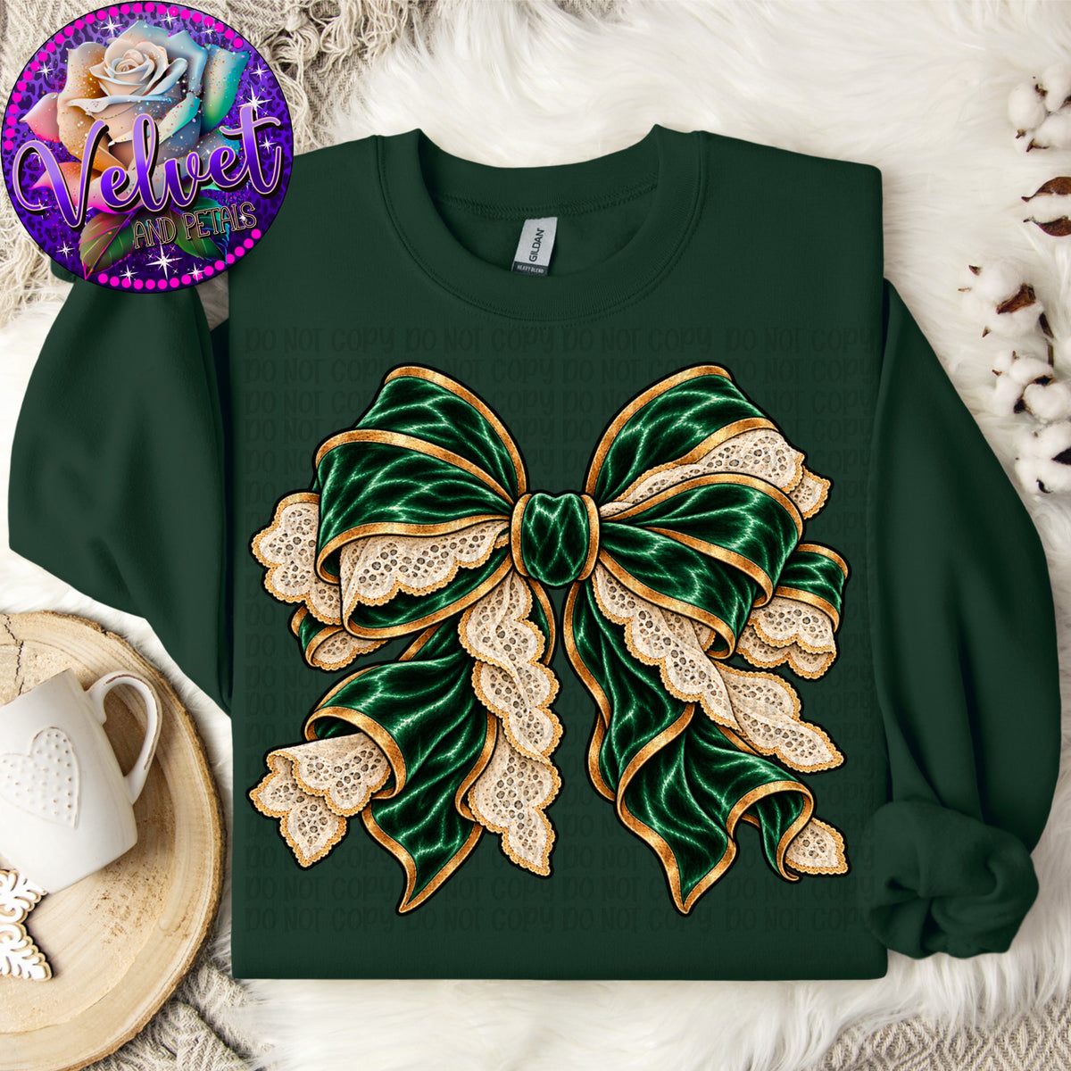 Emerald Green Velvet And Lace Bow