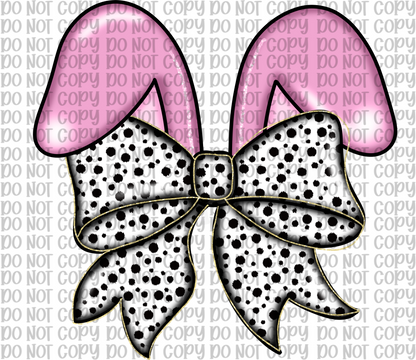 Pink Ears With Dotted Coquette Bow