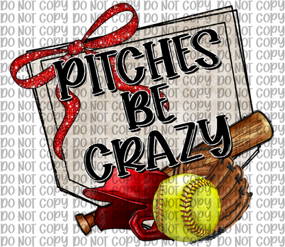 Pitches Be Crazy Red Softball