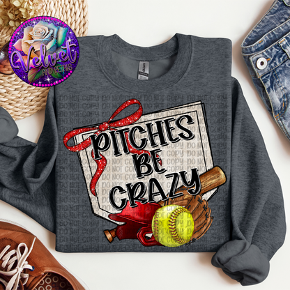 Pitches Be Crazy Red Softball