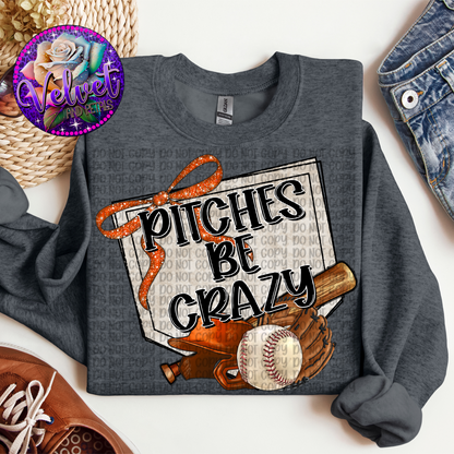 Pitches Be Crazy Orange Baseball