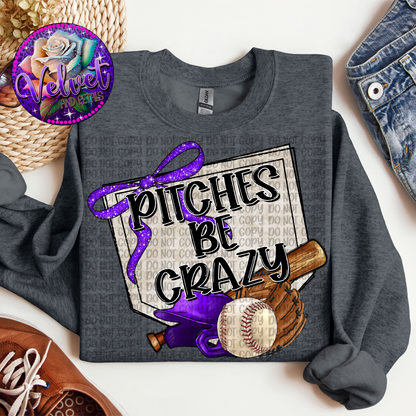 Pitches Be Crazy Purple Baseball