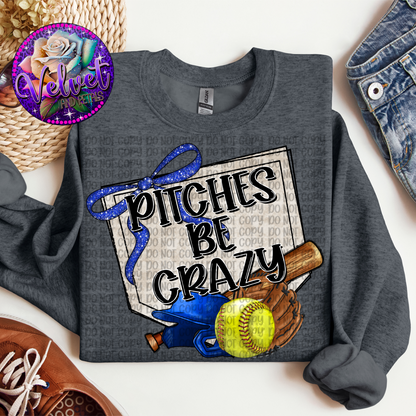 Pitches Be Crazy Blue Softball