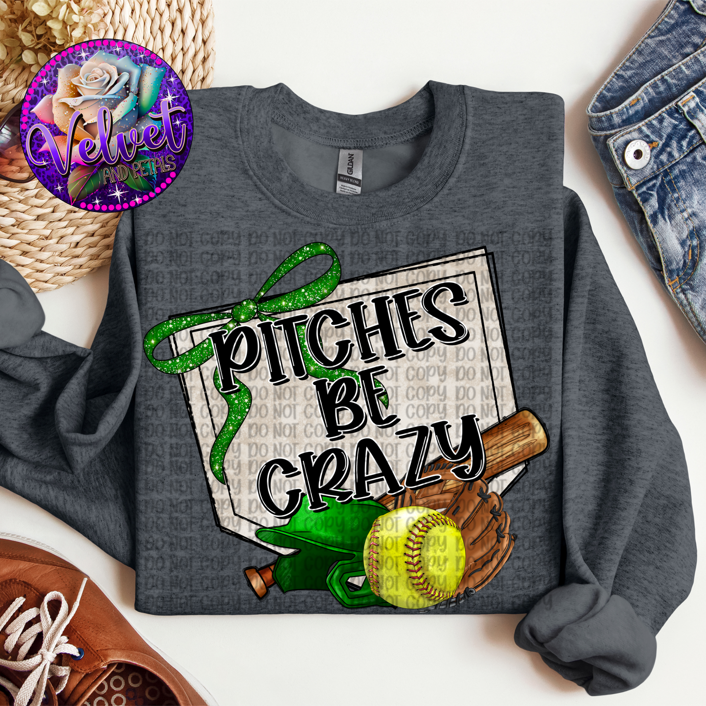 Pitches Be Crazy Green Softball