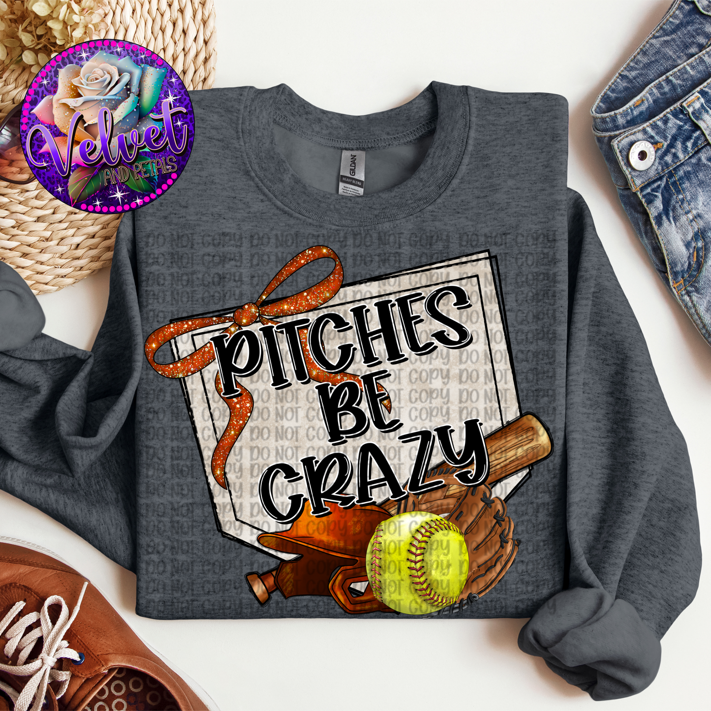 Pitches Be Crazy Orange Softball