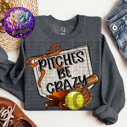 Pitches Be Crazy Orange Softball