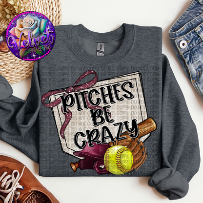 Pitches Be Crazy Maroon Softball