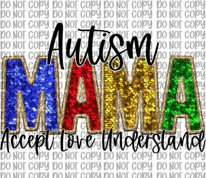 Autism Mama Faux Embroidery