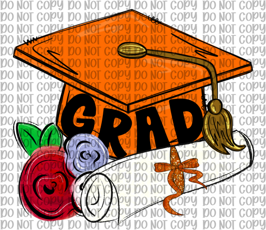 Orange Grad Cap