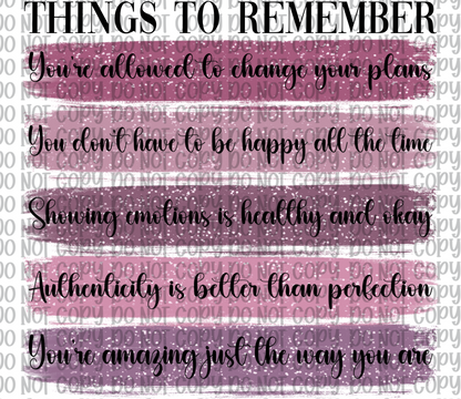Things To Remember