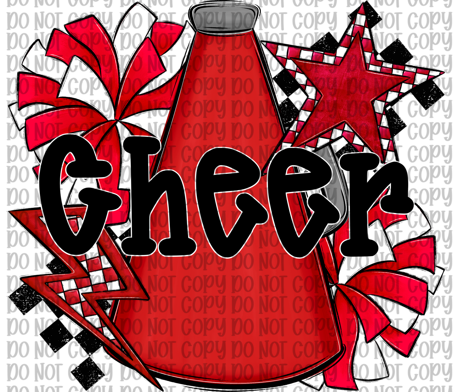 Cheer Red- Black Letters