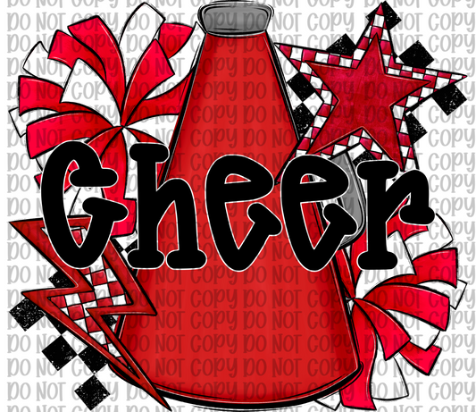 Cheer Red- Black Letters