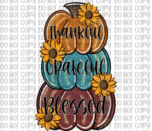 Stacked Pumpkins With Sunflowers