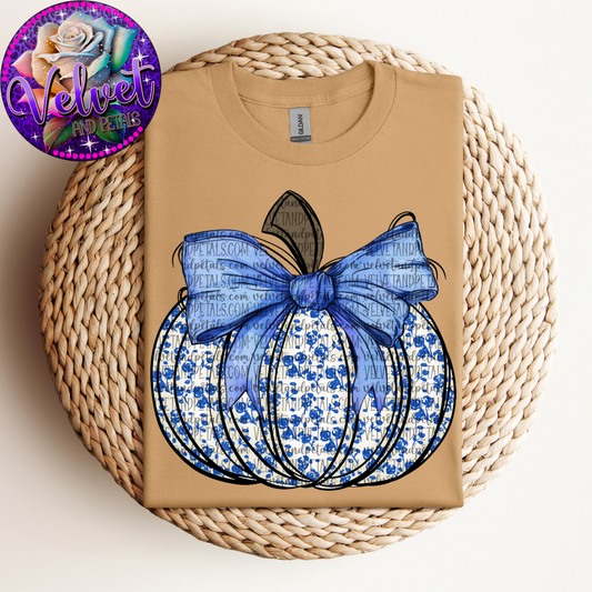 Blue Floral Pumpkin