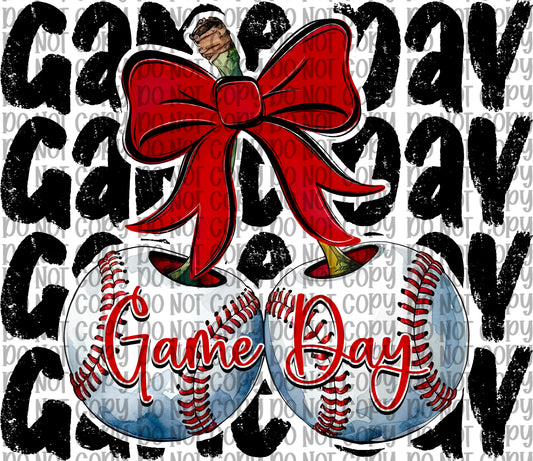 Game Day Baseball Cherries Black