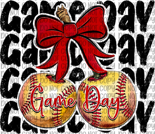 Game Day Softball Cherries Black