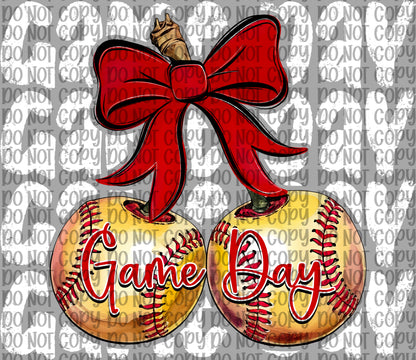 Game Day Softball Cherries White