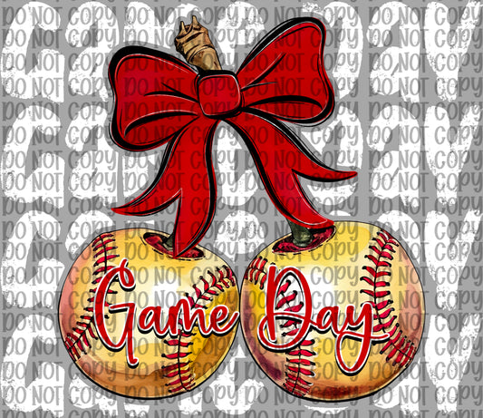 Game Day Softball Cherries White